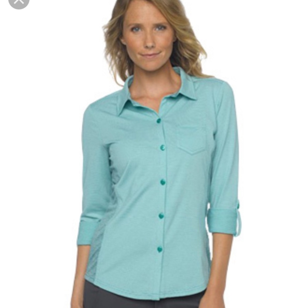 Prana Kinley shirt in tidal teal, size M